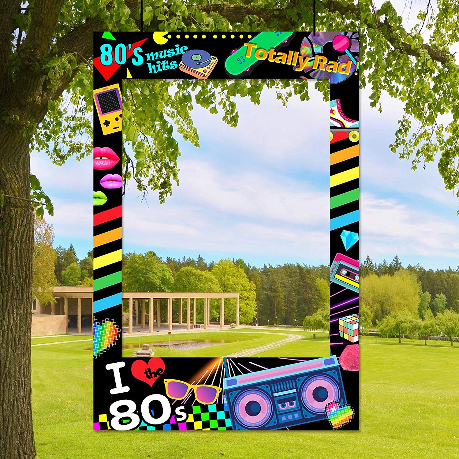 I love 80s Photo Booth Frame Photobooth Props Pre-cut 36x24inch